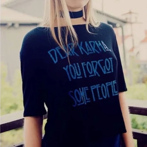 NWT REVOLVE Daydream Nation Dear Karma Tee in Black & Blue Size Small or Medium